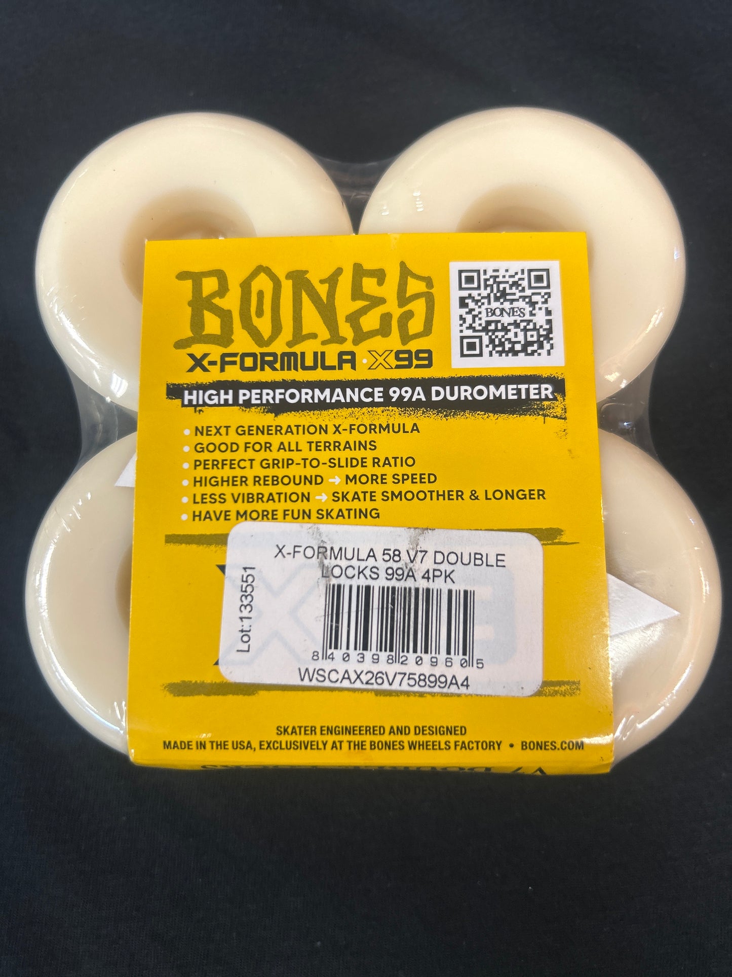 BONES WHEELS X-Formula Skateboard Wheels Double Lock V7 58mm 99A