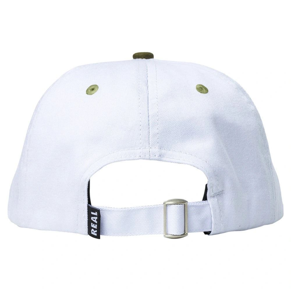 Real Skateboards Oval Adjustable Strap Hat White/Olive