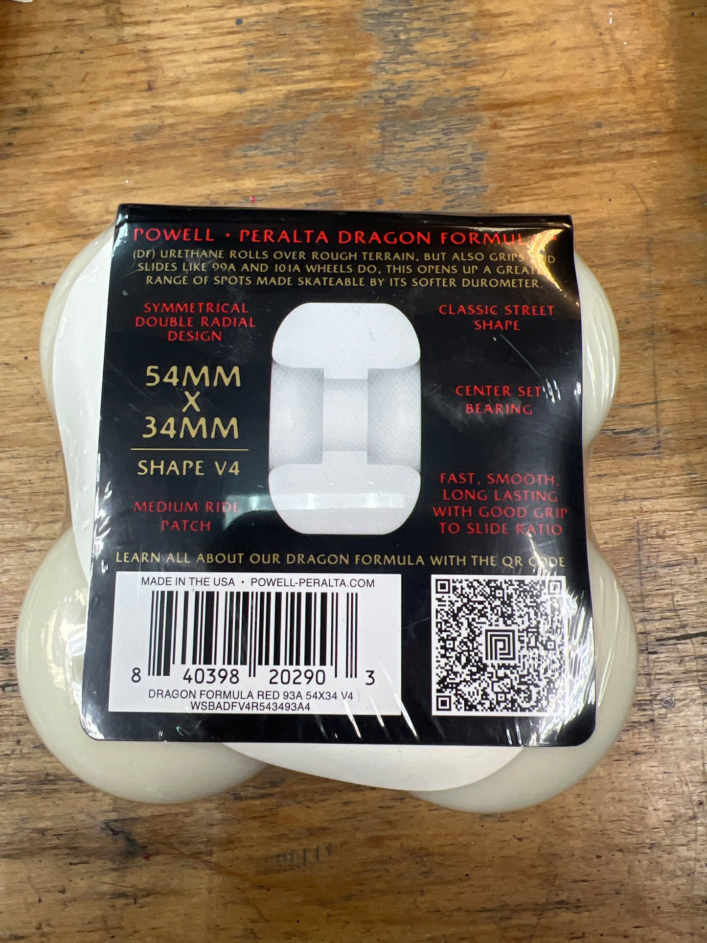 Powell Peralta Dragons 93A - V4 Symmetrical Shape - Medium Ride Patch - 54mm x 34mm 93A V4 Skateboard Wheels 4pk