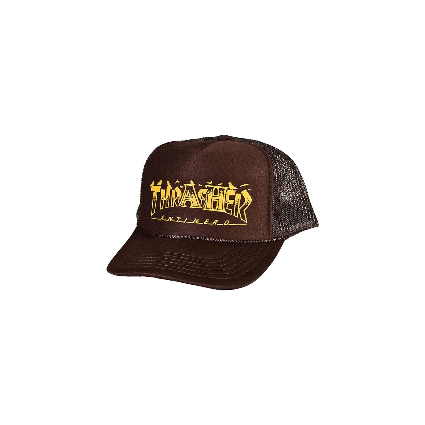 Thrasher X Antihero Pigeon Trucker Hat Brown