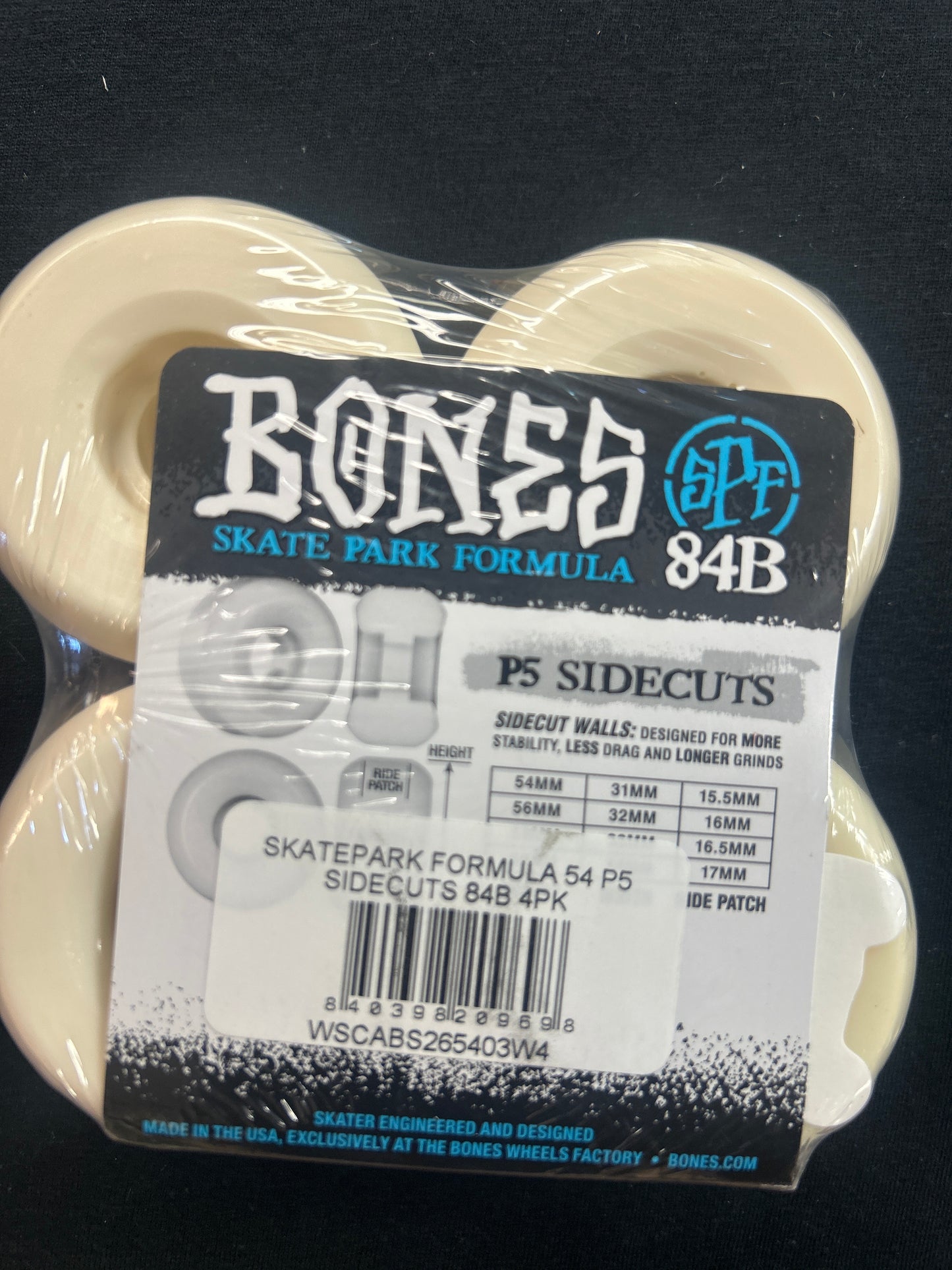 BONES WHEELS Skate park Formula Skateboard Wheels P5 Sidecuts 84B pk 54mm SPF