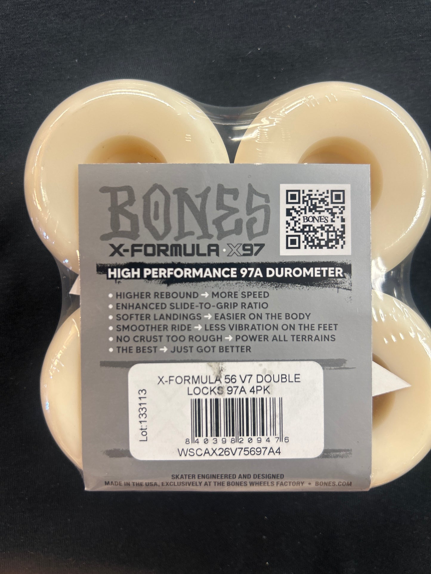 BONES WHEELS X-Formula Skateboard Wheels V7 Double Locks 97A 4pk 56mm