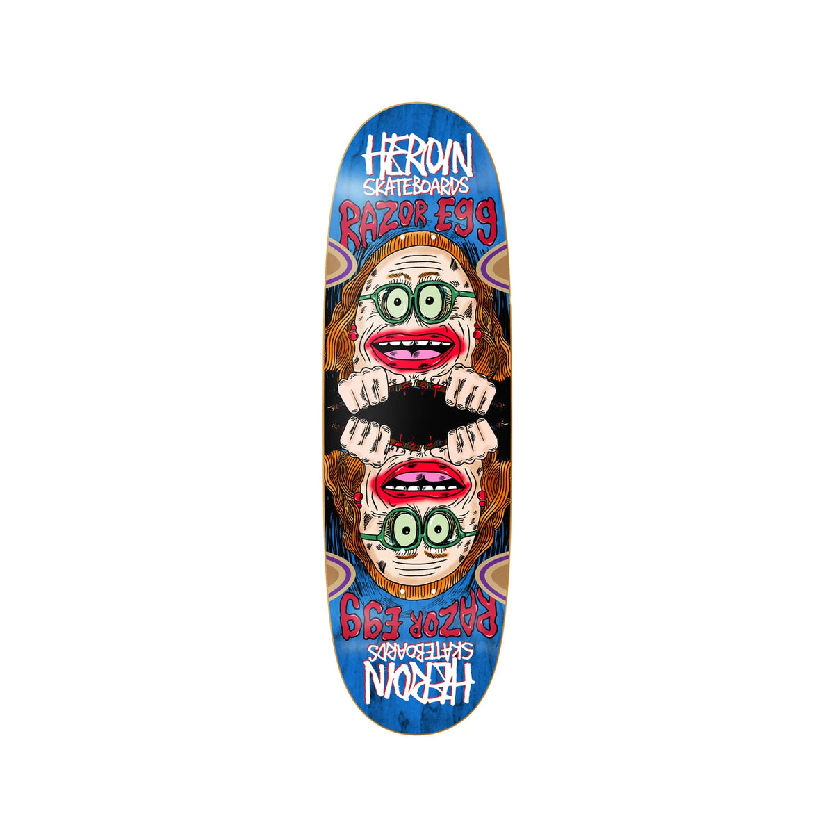 HEROIN TEAM AUNTIE RAZOR EGG WHEEL WELLS SHAPED DECK 9.75