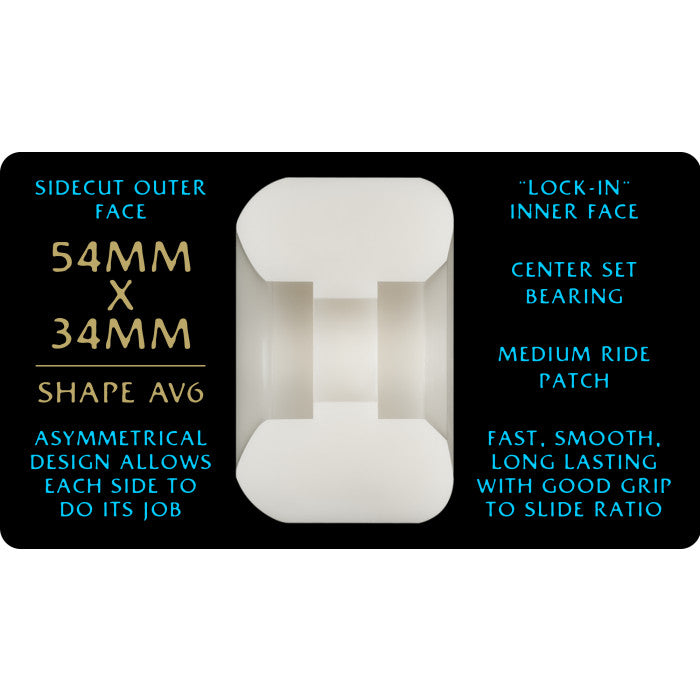 Powell Peralta Nano Rats 97A - AV4 Asymmetrical Shape - Medium Ride Patch - 52mm x 34mm 97A Skateboard Wheels 4pk