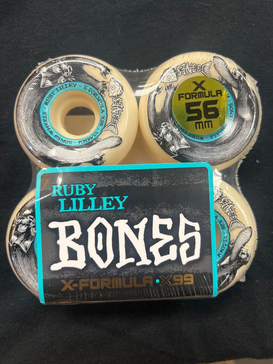 BONES WHEELS X-Formula Skateboard Wheels Ruby Lilley Blk Cat V5 Widecut X99 4pk