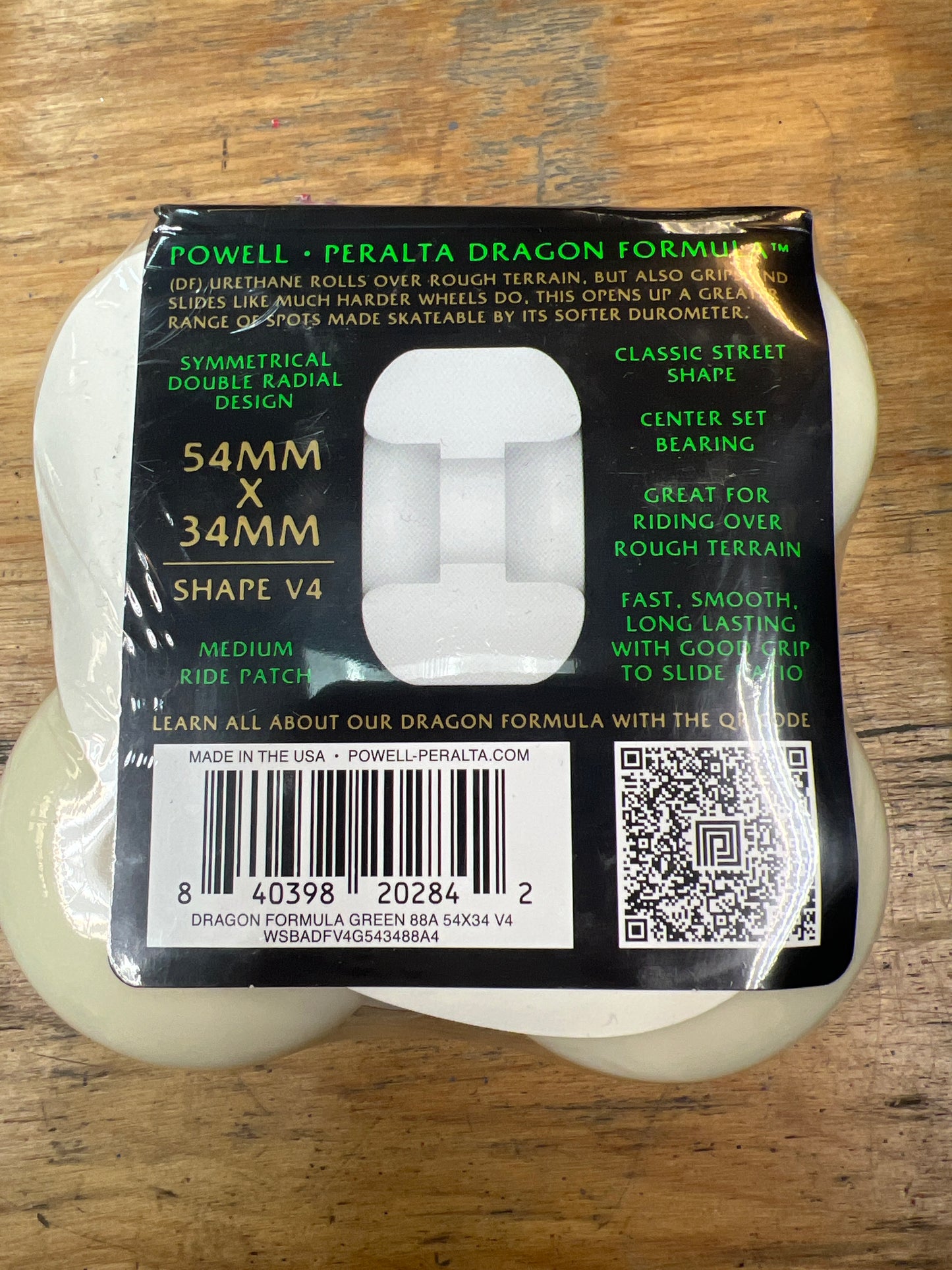 Powell Peralta Dragons 93A - V4 Symmetrical Shape - Medium Ride Patch - 54mm x 34mm 93A V4 Skateboard Wheels 4pk