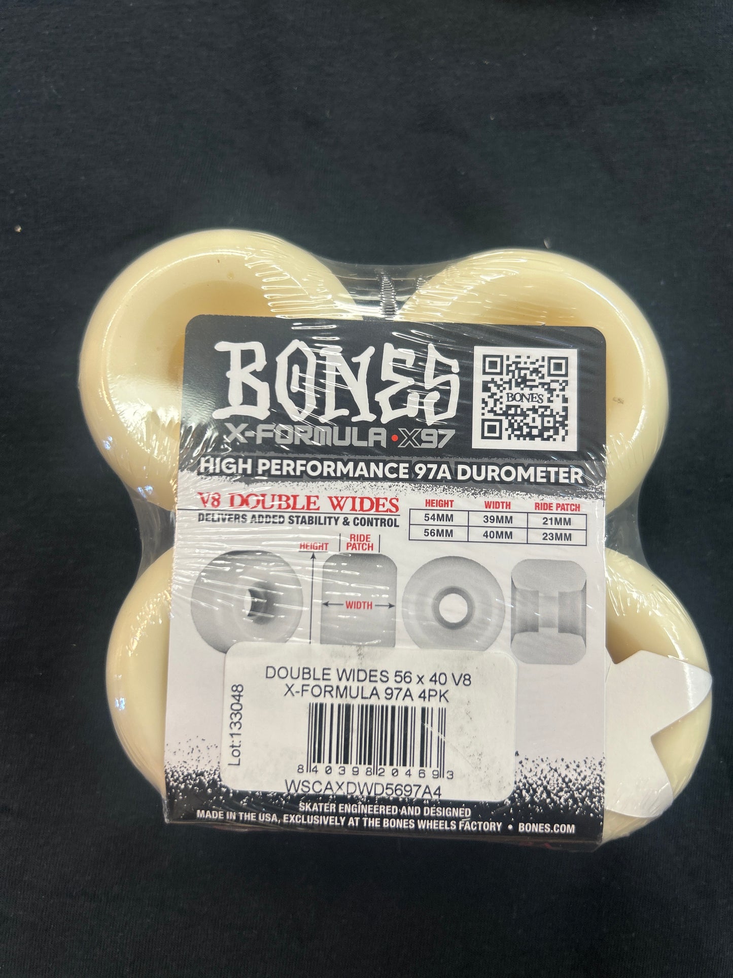 BONES WHEELS X-Formula Skateboard Wheels V8 Double Wides 97A 4pk 56mm