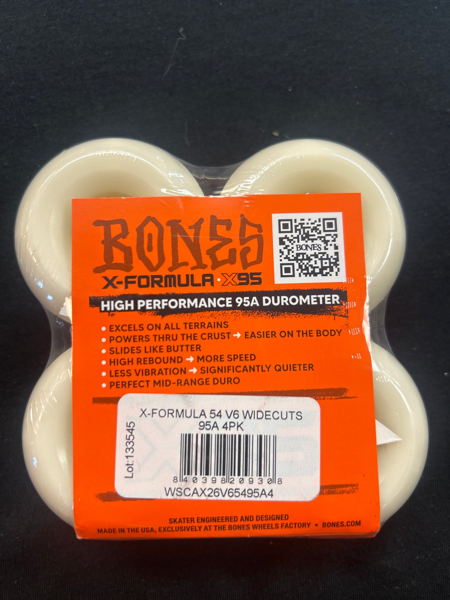 BONES WHEELS X-Formula Skateboard Wheels V6 Widecut X95 4pk 54mm