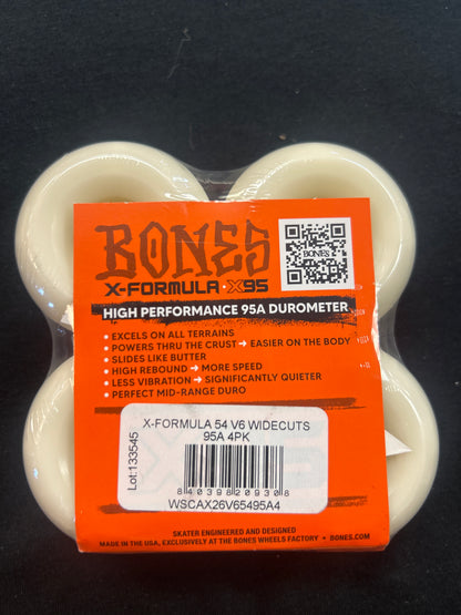 BONES WHEELS X-Formula Skateboard Wheels V6 Widecut X95 4pk 54mm