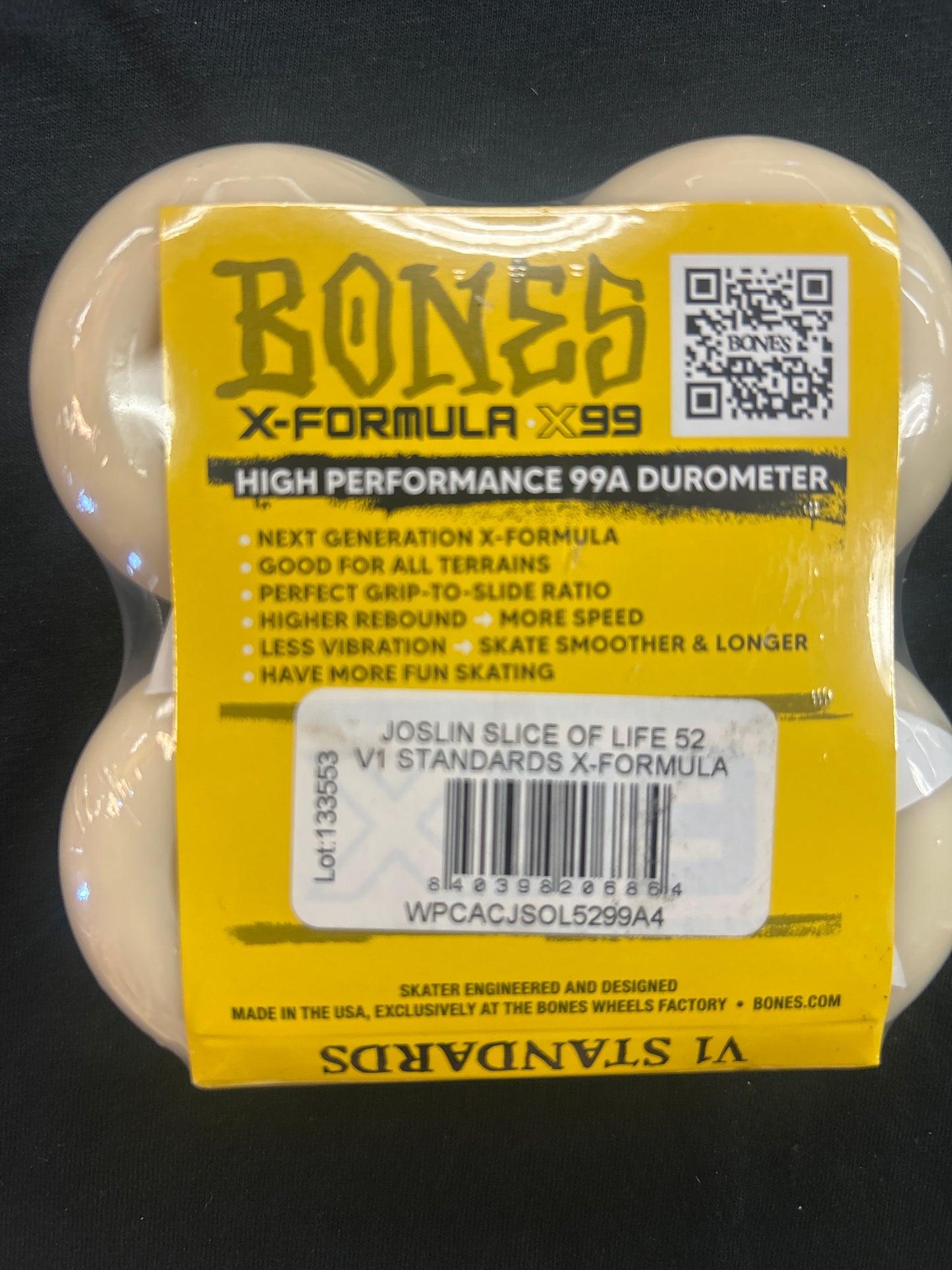 BONES WHEELS X-Formula Skateboard Wheels V1 Standards 99A 4pk 52mm
