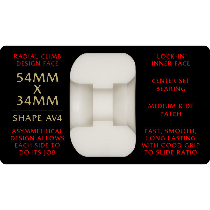 Powell Peralta Nano Rats 93A - AA2 Asymmetrical Shape - Medium Ride Patch - 54mm x 39mm 93A AA2 Skateboard Wheels 4pk