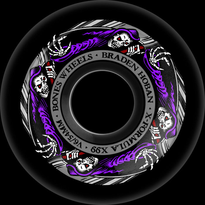 BONES WHEELS X-FORMULA SKATEBOARD WHEELS HOBAN REAPER 54MM V6 WIDE-CUT X99 BLK 4PK