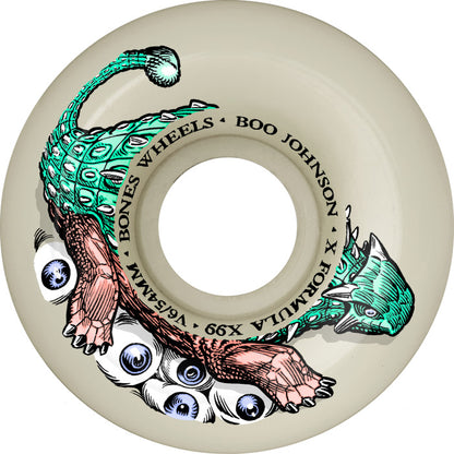 BONES WHEELS X-Formula Skateboard Wheels BOO Dino-Sortas V6 Widecut 99A 4pk White