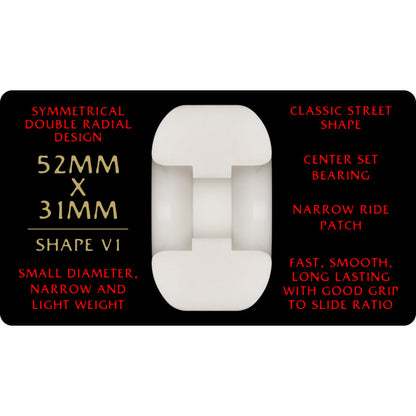 Powell Peralta Dragons 93A - V1 Symmetrical Shape - Narrow Ride Patch - 52mm x 31mm 93A V1 Skateboard Wheels 4pk