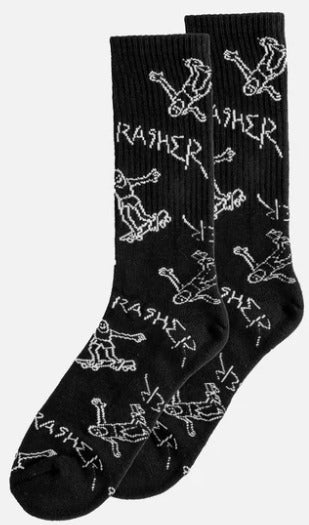 Thrasher Gonz Logo Crew Socks (Black/White)