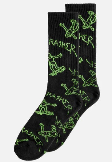 Thrasher Gonz Logo Crew Socks (Black/Green)