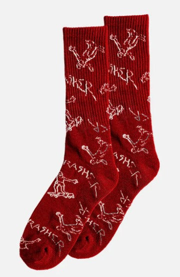 Thrasher Gonz Logo Crew Socks (Red/White)
