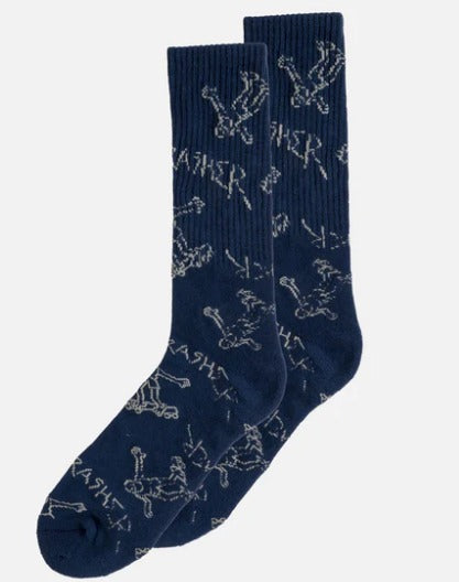 Thrasher Gonz Logo Crew Socks (Navy/Grey)