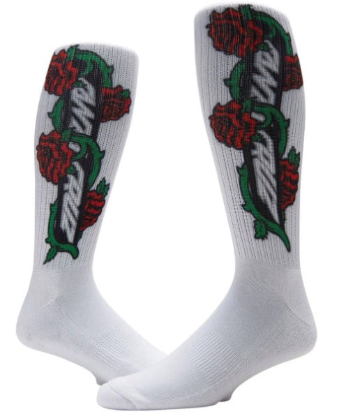 Santa Cruz Dressen Roses VIne Crew Socks (White)