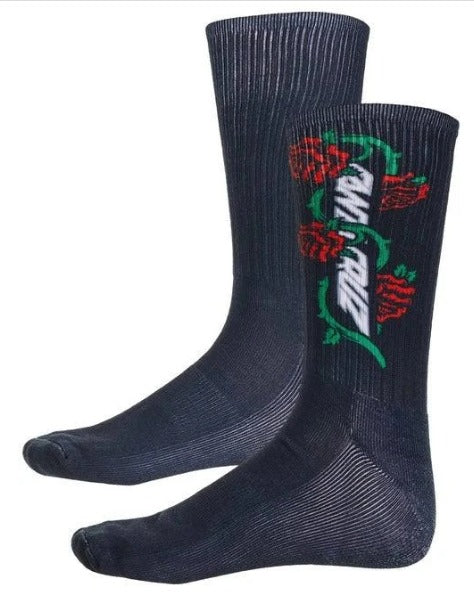 Santa Cruz Dressen Roses VIne Crew Socks (Black)
