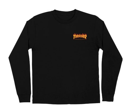 Santa Cruz X Thrasher - Flame Dot Long Sleeve Shirt (Black)
