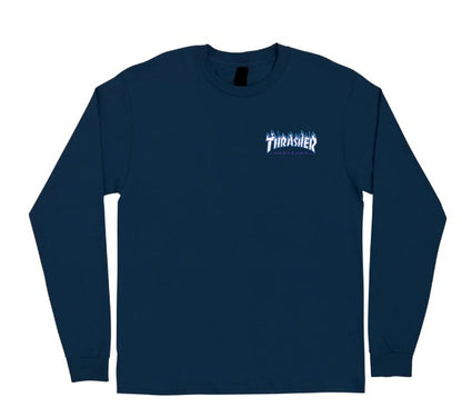 Santa Cruz X Thrasher - Flame Dot Long Sleeve Shirt (Navy)