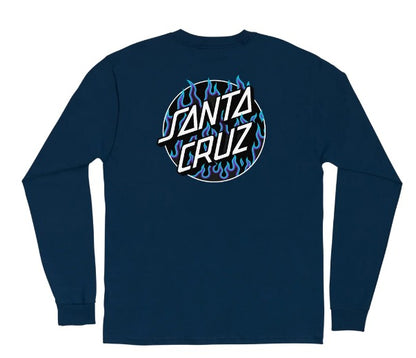 Santa Cruz X Thrasher - Flame Dot Long Sleeve Shirt (Navy)