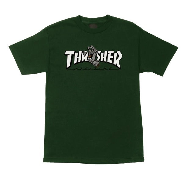 Santa Cruz X Thrasher - Screaming Hand Logo T-Shirt (Forest Green)