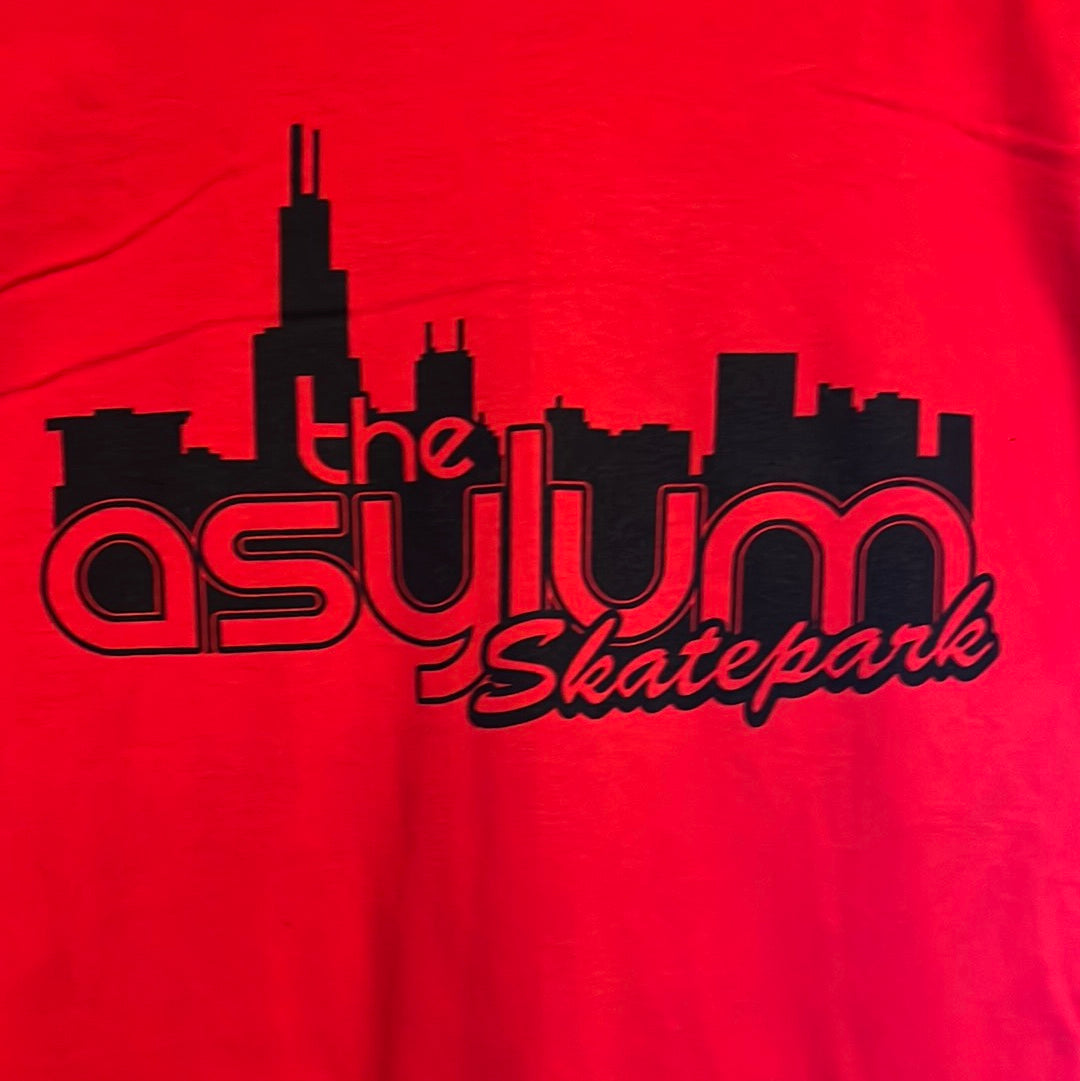 'The Asylum Skatepark' Hoodie (Red/Black)